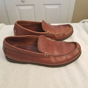 L L Bean Mens Brown Leather Venetian Loafers Moc Toe Slip On Shoes 9.5D